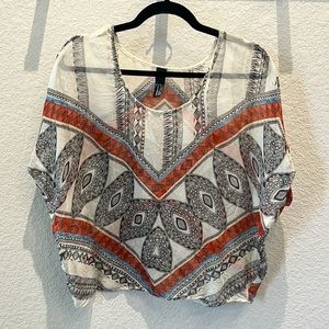 Tt Collection Silk Bohemian Short Sleeve Top